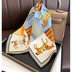 NWT - Grid Horse Printed Square Scarf (SKU 0154)